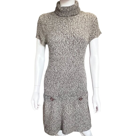 J.J. Always Brown Turtleneck Sweater Dress w/ Button Accents Womens Size Large - Picture 1 of 6